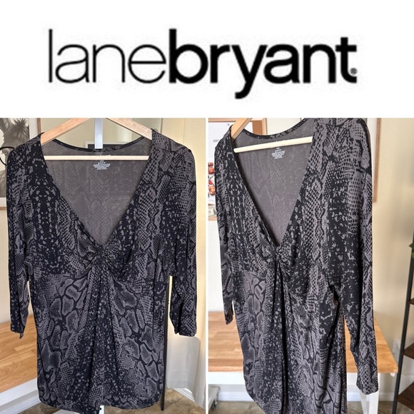 Lane Bryant Snakeskin Print Tunic Shirt Top Plus Twist Front Stretch Size 14-16 - Picture 1 of 7